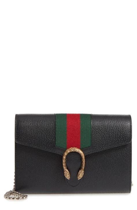 dionysus web stripe leather wallet on a chain gucci|gucci dionysus gg supreme chain wallet.